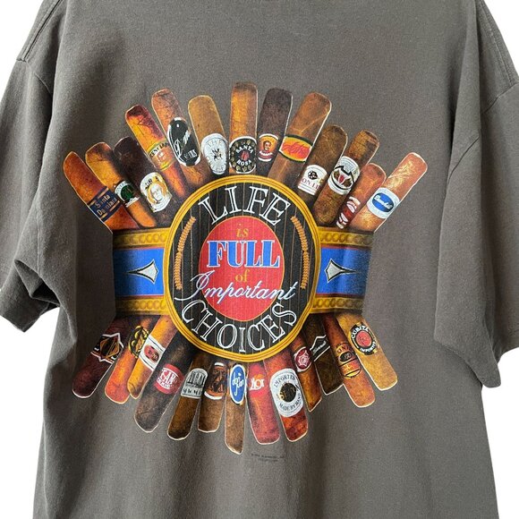 Vintage Life Is Full Of Important Choices Cigars Graphic T-Shirt Brown Size XL - Picture 5 of 9